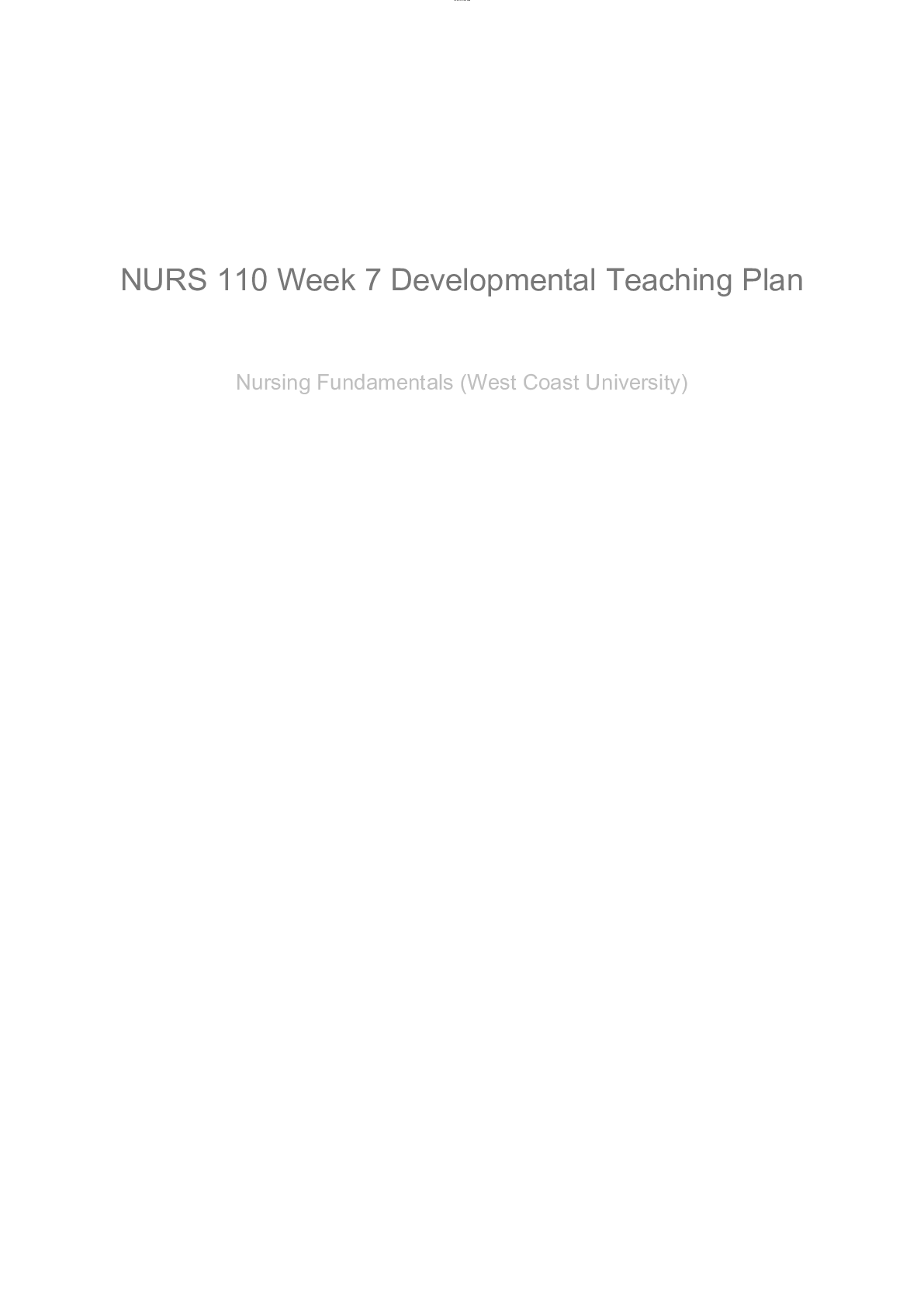 Preview image for NURS 110 Week 7 Developmental Teaching Plan Patricia Patterson